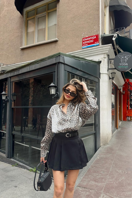 Leopar Oversize Saten Gömlek LEOPAR DESEN