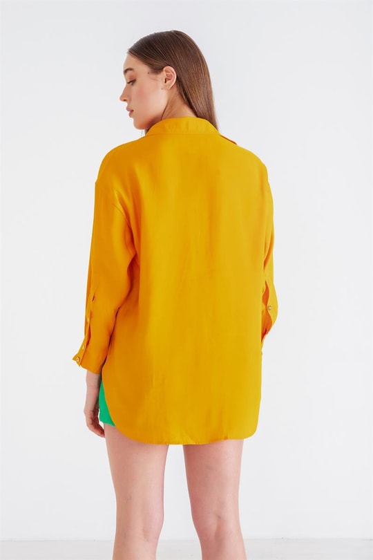 Loose Fit Basic Gömlek Oranj