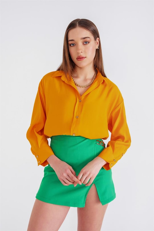 Loose Fit Basic Gömlek Oranj