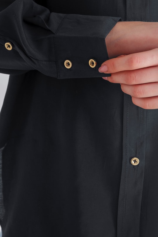 Loose Fit Basic Gömlek Siyah