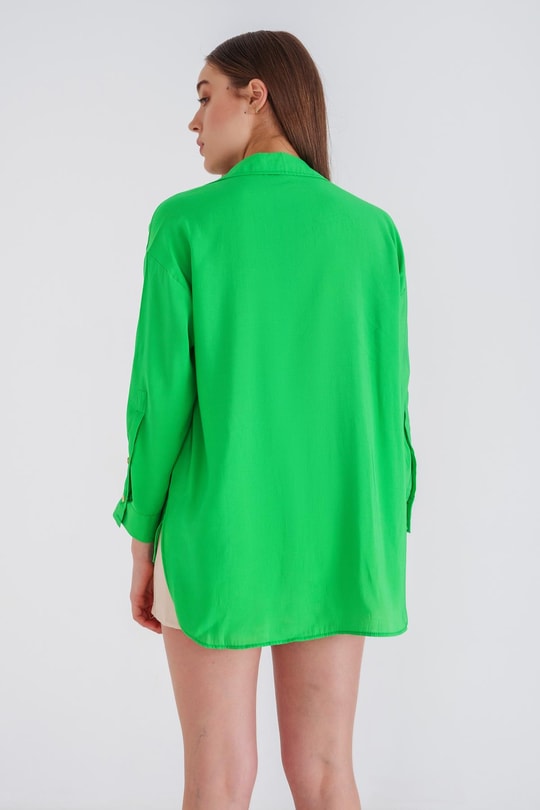 Loose Fit Basic Gömlek Yeşil