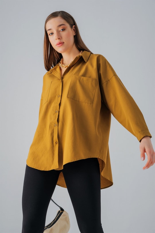 Multi Cepli Poplin Gömlek Yağ Yeşili