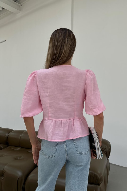 Müslin Fiyonklu Gömlek Pembe