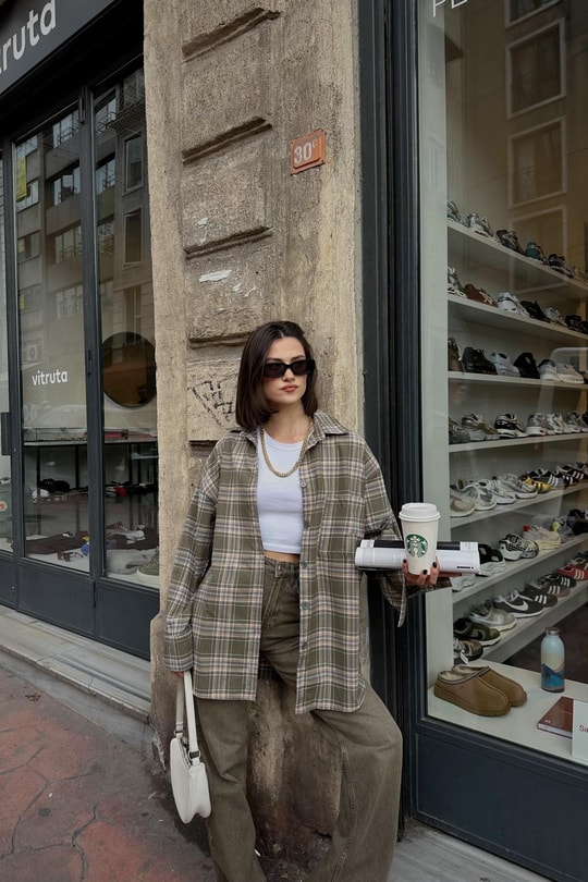 Oduncu Oversize Gömlek Yeşil
