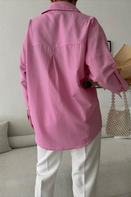 Oversize Basic Gömlek Pembe