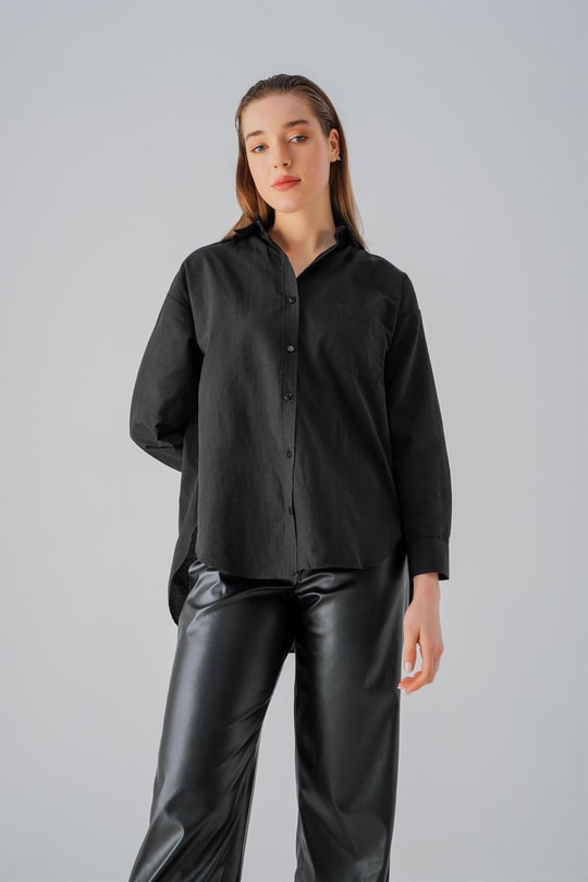 Oversize Cotton Gömlek Siyah