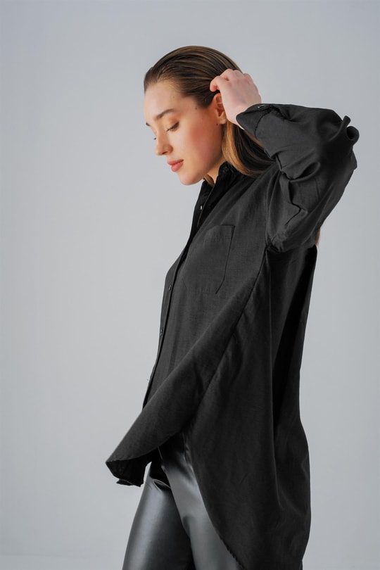 Oversize Cotton Gömlek Siyah
