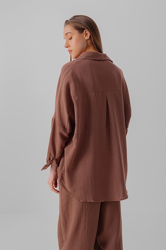 Oversize Gömlek Kahve