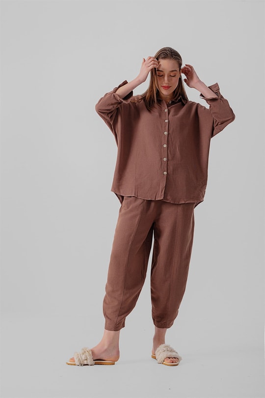 Oversize Gömlek Kahve