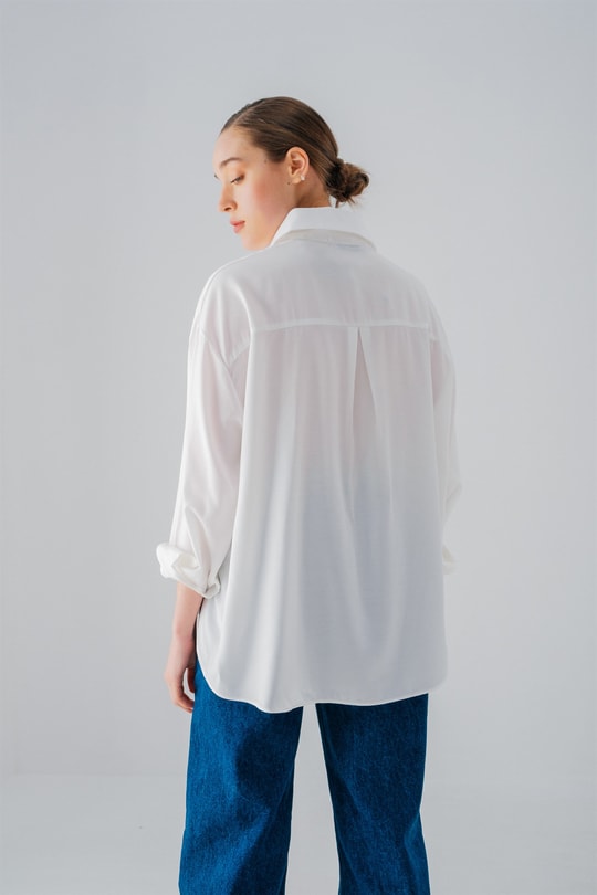 Oversize Relax Gömlek Beyaz