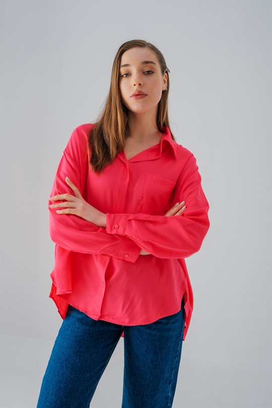 Oversize Relax Gömlek Pembe