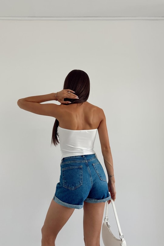 Sendy Büzgülü Bluz Beyaz
