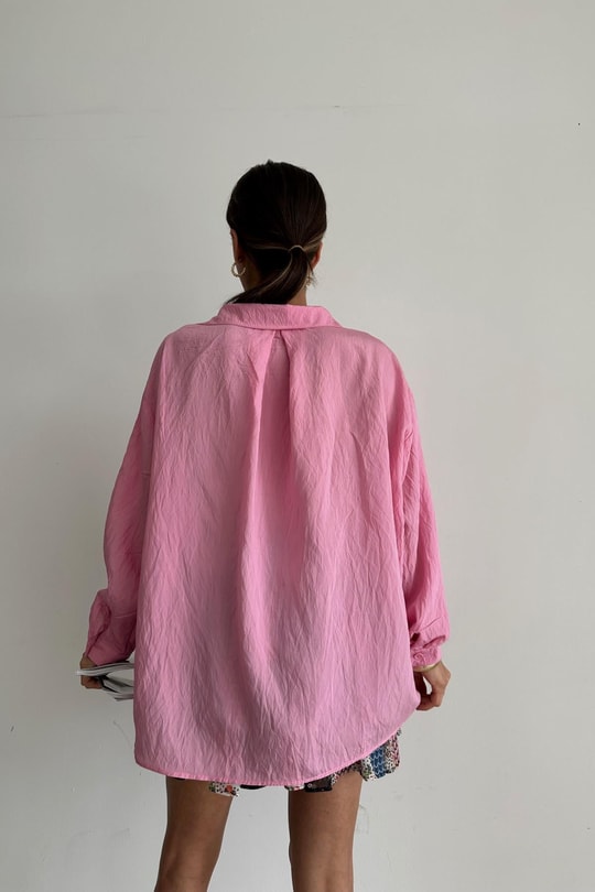 Tensel Oversize Gömlek Pembe