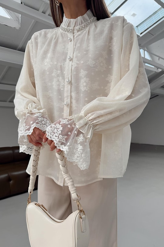 Yaka Detaylı Gömlek Taş