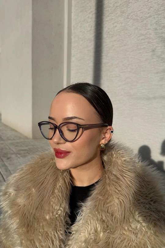 Gold Detaylı Cat Eye Blue Block Siyah