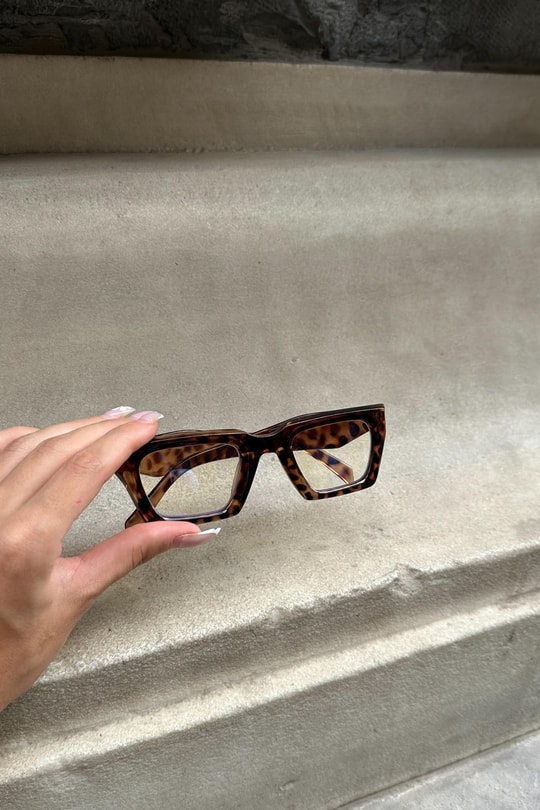 Sosa Blue Block Gözlük Leopar Desen