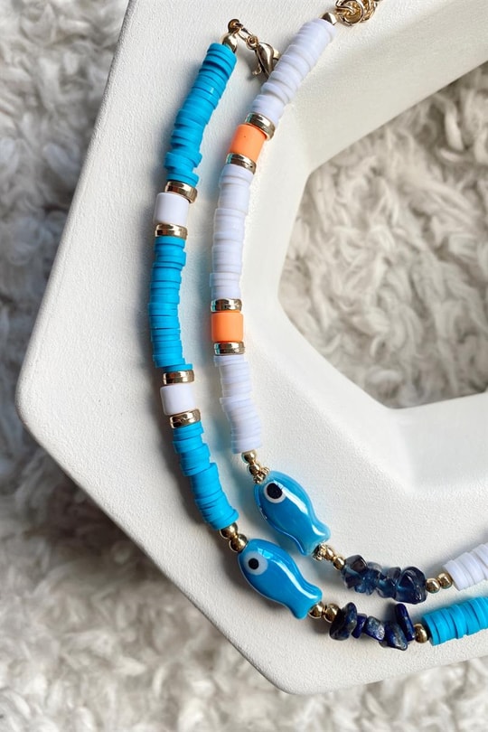 Balık Figürlü Fimo Halhal Mavi