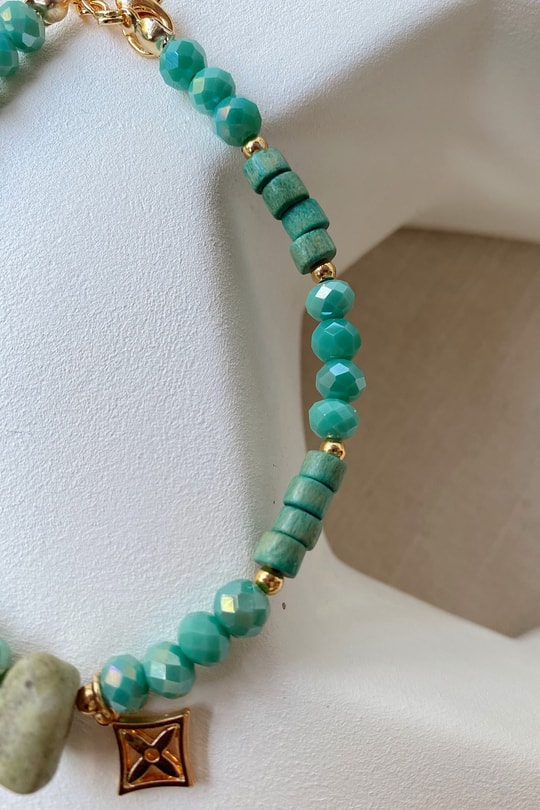 Cam Boncuk Charm Halhal Yeşil