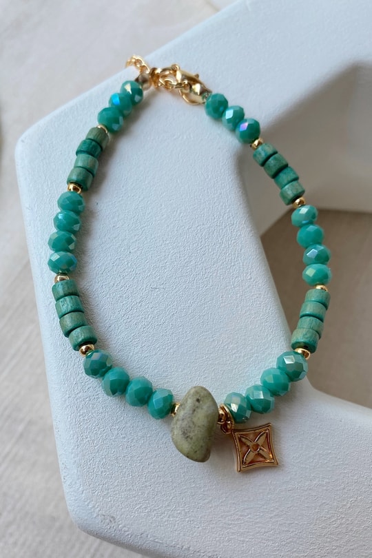 Cam Boncuk Charm Halhal Yeşil