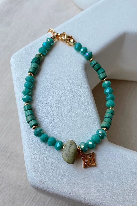 Cam Boncuk Charm Halhal Yeşil