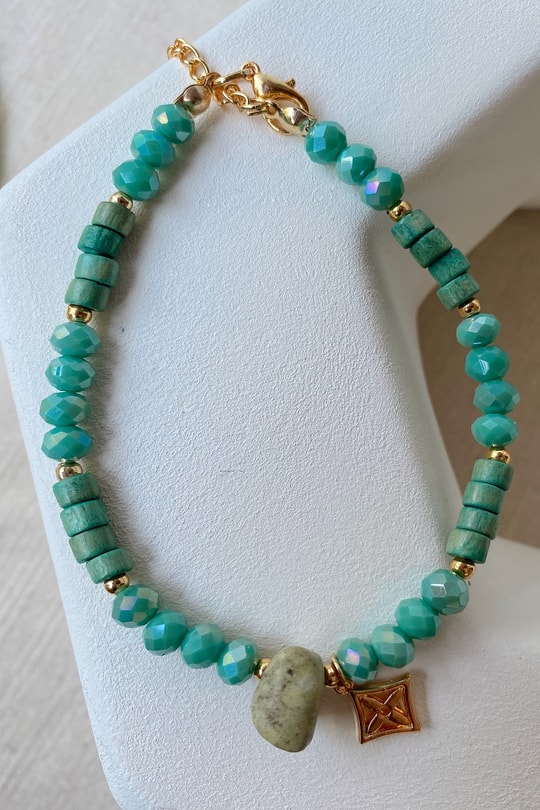 Cam Boncuk Charm Halhal Yeşil