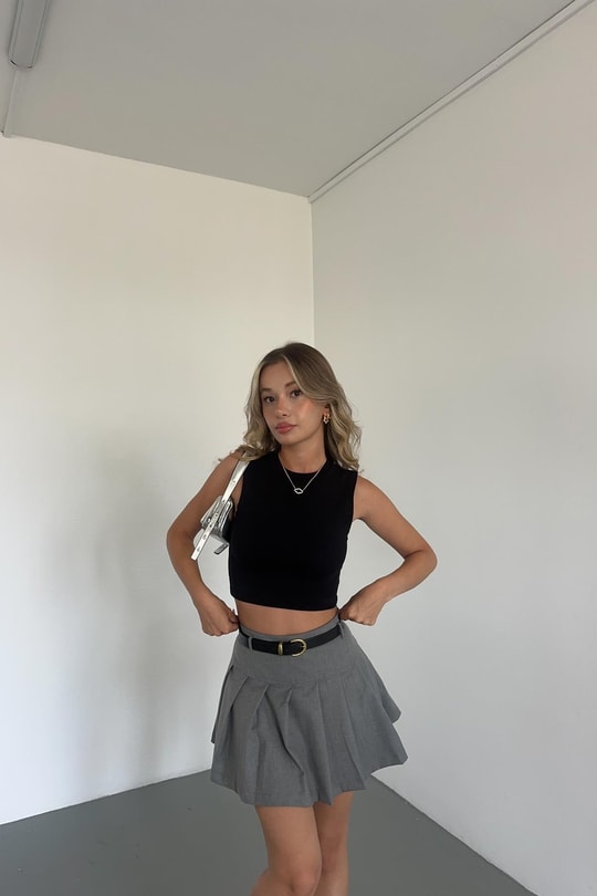 Halter Yaka Basic Top Siyah