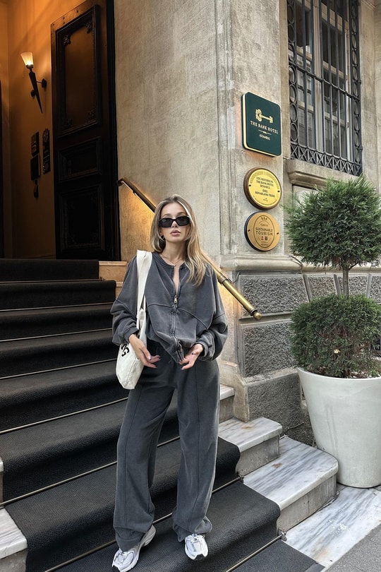 Acıd Wash Fermuarlı Hırka Antrasit
