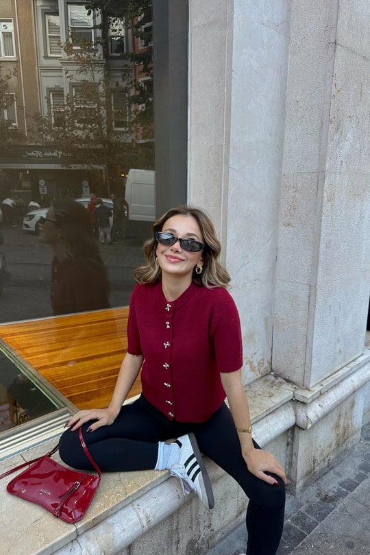 Fiyonk Düğmeli Yumoş Hırka Bordo