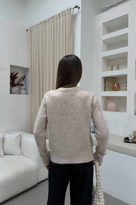Fularlı Hırka Bej