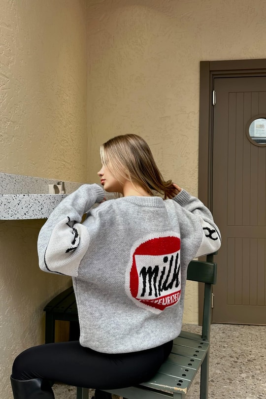 Milked Kolej Triko Hırka Gri