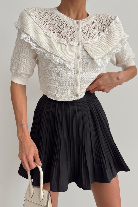 Mini Romantik Hırka Ekru