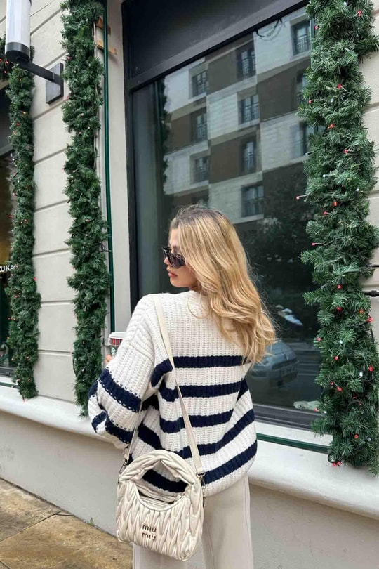 Oversize Yün Hırka Krem