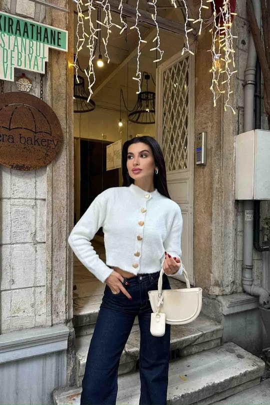 Paris Love Hırka BEYAZ