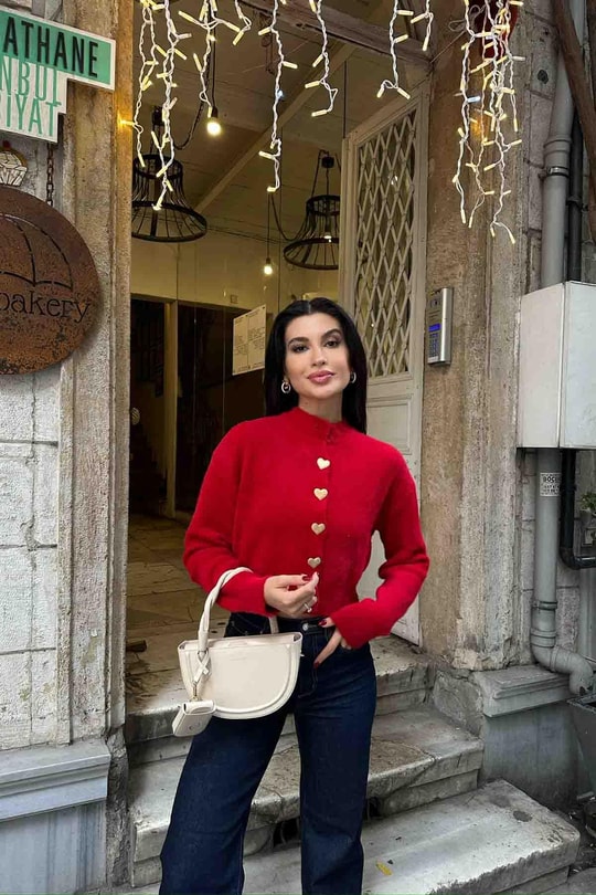 Paris Love Hırka Kırmızı