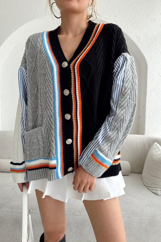Patchwork Hırka Siyah