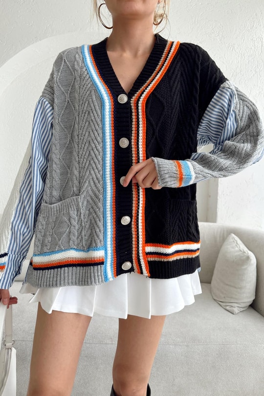 Patchwork Hırka Siyah