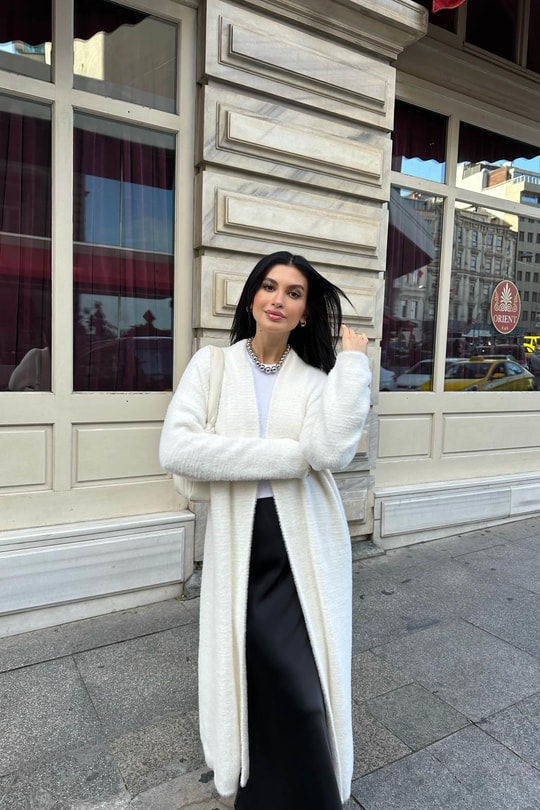 Premium Uzun Yumoş Hırka Krem