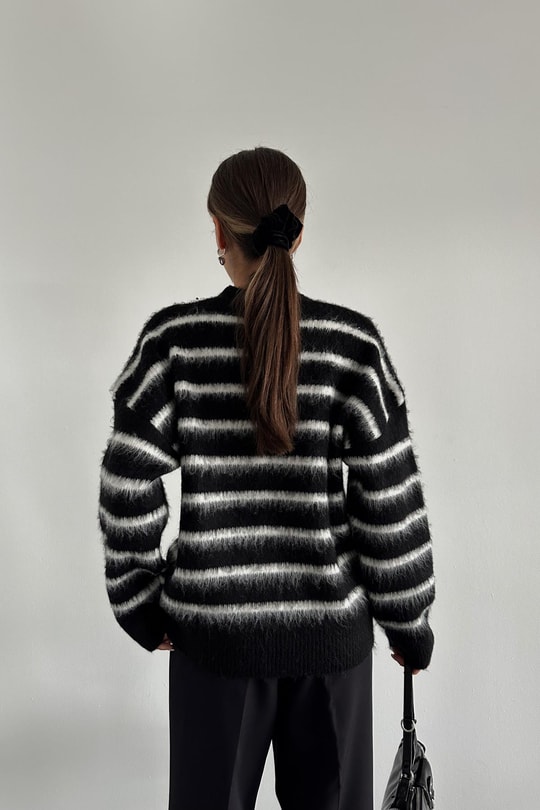 Tiftif Line Yumoş Hırka Siyah