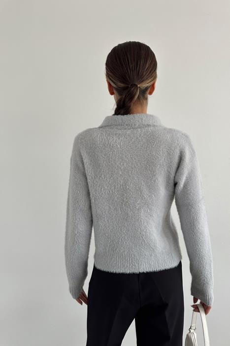 Yumoş Polo Yaka Hırka GRİ