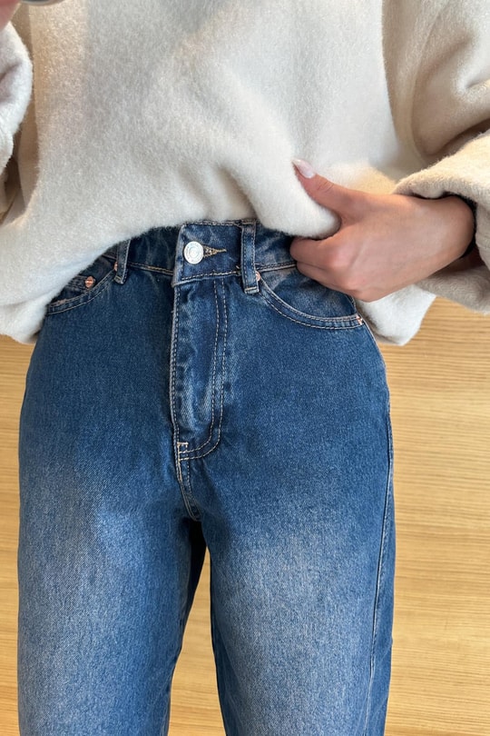 Acıd Wash Ballon Jean Mavi