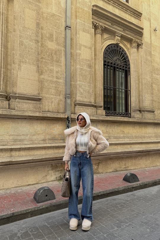 Asimetrik Düğmeli Palazzo Jean Mavi