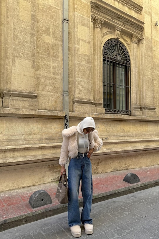 Asimetrik Düğmeli Palazzo Jean Mavi