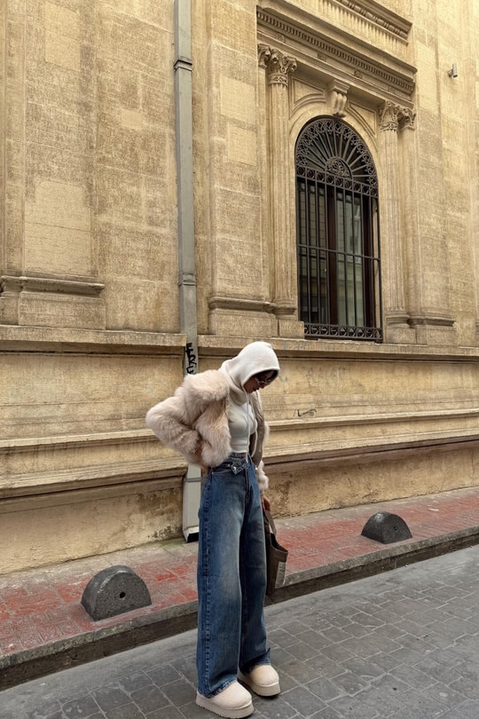 Asimetrik Düğmeli Palazzo Jean Mavi