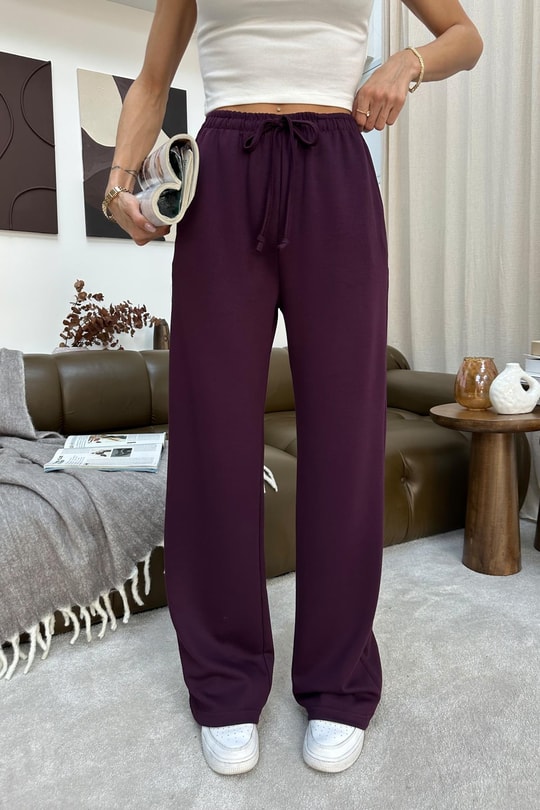 Bağcıklı Modal Pantolon Bordo