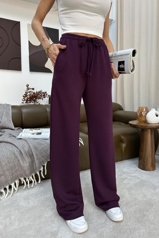 Bağcıklı Modal Pantolon Bordo