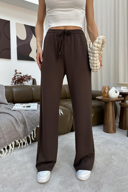 Bağcıklı Modal Pantolon Kahve
