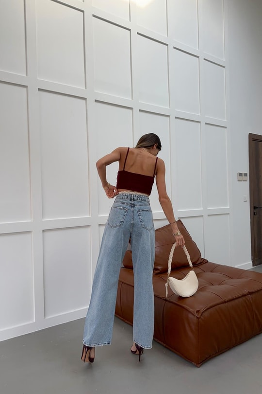 Beli Dantelli Palazzo Jean Buz Mavi