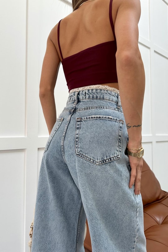 Beli Dantelli Palazzo Jean Buz Mavi