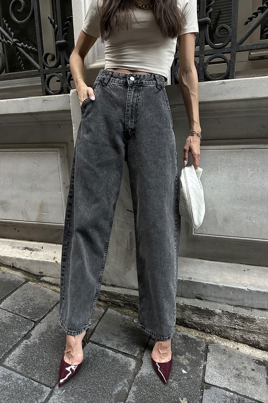 Boyriend Yıkamalı Jean Füme
