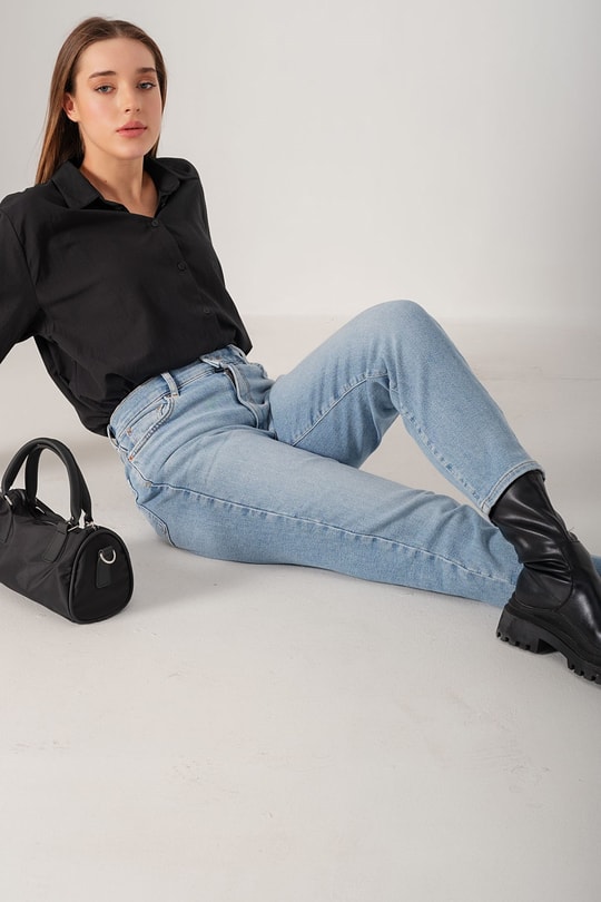 Comfy Mom Jean Açık Mavi